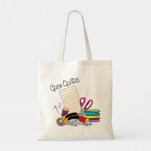 Gone Quiltin’ Canvas tas – Cadeau voor Quilters (Achterkant)