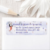 Gone skiën voor Kerstmis skiën in sneeuw Etiket (Insitu)