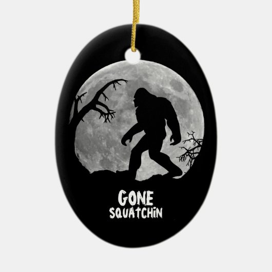 Gone Squatchin - Bigfoot silhouette met maan Keramisch Ornament (Voorkant)