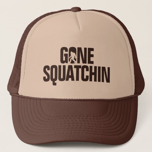 Gone Squatchin - Bruin / tan Silhouette Trucker Pet (Voorkant)