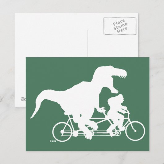 Gone Squatchin cycling met T-rex Briefkaart (Voorkant / Achterkant)