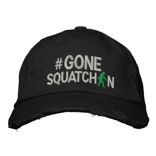 Gone Squatchin en hashtag Geborduurde Pet (Voorkant)