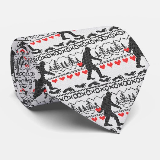 Gone Squatchin for Love Ugly Sweater Knit Style Stropdas (Opgerold)