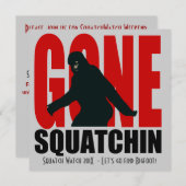 Gone Squatchin Funny Bigfoot Hunting Invitation Kaart (Voorkant / Achterkant)