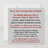 Gone Squatchin Funny Bigfoot Hunting Invitation Kaart (Achterkant)