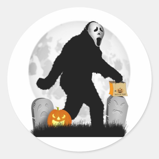 Gone Squatchin' Halloween Ronde Sticker (Voorkant)