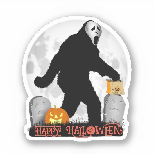 Gone Squatchin' Halloween Sticker (Voorkant)