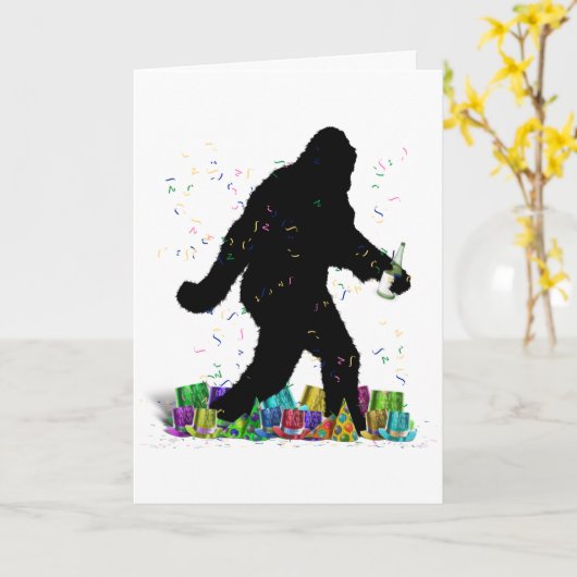 Gone Squatchin' In Het Nieuwe Jaar Kaart (Gele Bloem)