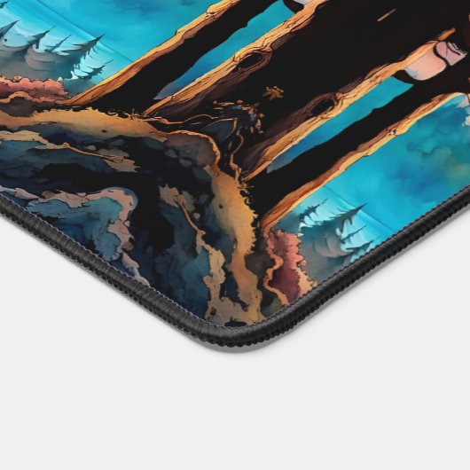 Gone Squatchin' Kleurrijke Sasquatch Landschap Bureaumat (Hoek)