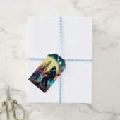 Gone Squatchin' Kleurrijke Sasquatch Landschap Cadeaulabel (Met Touw)