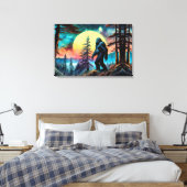 Gone Squatchin' Kleurrijke Sasquatch Landschap Canvas Afdruk (Insitu (Slaapkamer))