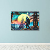 Gone Squatchin' Kleurrijke Sasquatch Landschap Canvas Afdruk (Insitu (Houten vloer))