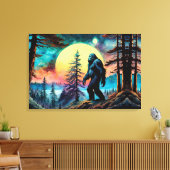 Gone Squatchin' Kleurrijke Sasquatch Landschap Canvas Afdruk (Insitu (Woonkamer))