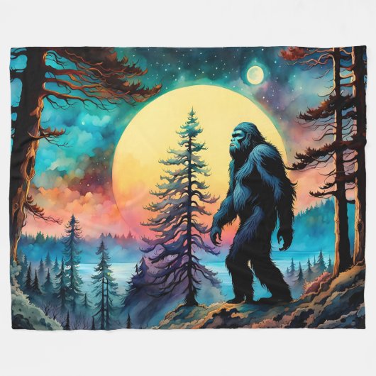 Gone Squatchin' Kleurrijke Sasquatch Landschap Fleece Deken (Voorkant (Horizontaal))