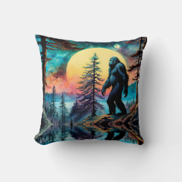 Gone Squatchin' Kleurrijke Sasquatch Landschap Kussen