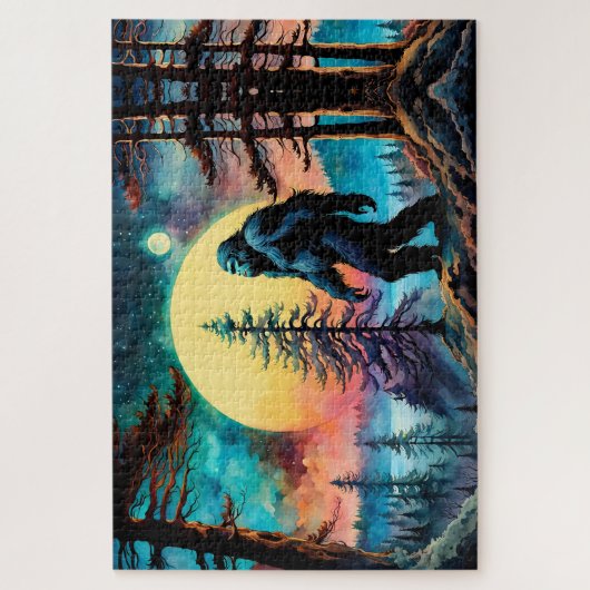 Gone Squatchin' Kleurrijke Sasquatch Landschap Legpuzzel (Verticaal)