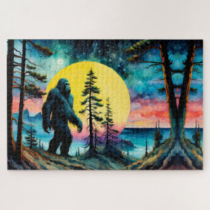 Gone Squatchin' Kleurrijke Sasquatch Landschap Legpuzzel