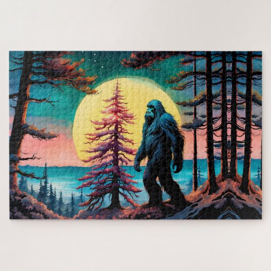 Gone Squatchin' Kleurrijke Sasquatch Landschap Legpuzzel (Horizontaal)