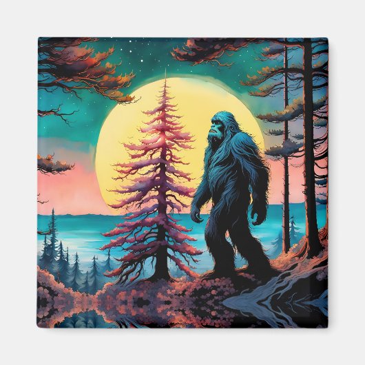 Gone Squatchin' Kleurrijke Sasquatch Landschap Magneet (Voorkant)