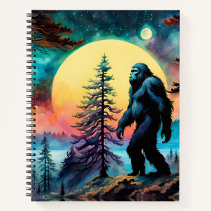 Gone Squatchin' Kleurrijke Sasquatch Landschap Notitieboek