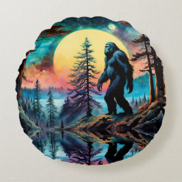 Gone Squatchin' Kleurrijke Sasquatch Landschap Rond Kussen