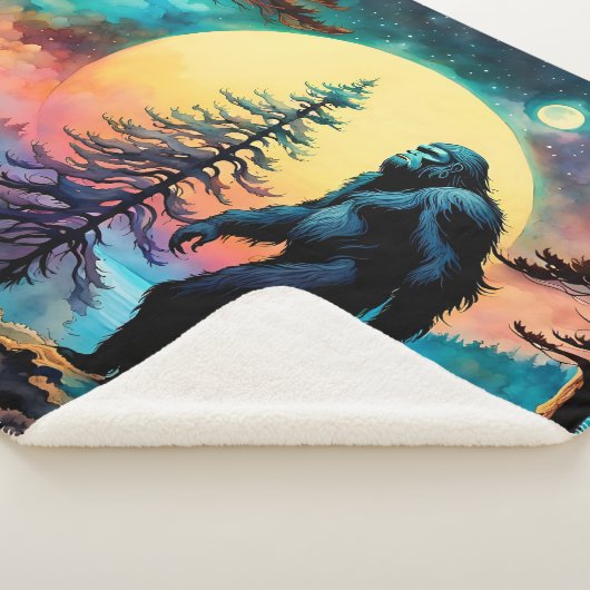 Gone Squatchin' Kleurrijke Sasquatch Landschap Sherpa Deken (3/4)