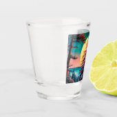 Gone Squatchin' Kleurrijke Sasquatch Landschap Shot Glas (Links)