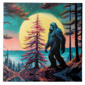 Gone Squatchin' Kleurrijke Sasquatch Landschap Tegeltje (Voorkant)