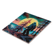 Gone Squatchin' Kleurrijke Sasquatch Landschap Tegeltje (Zijkant)