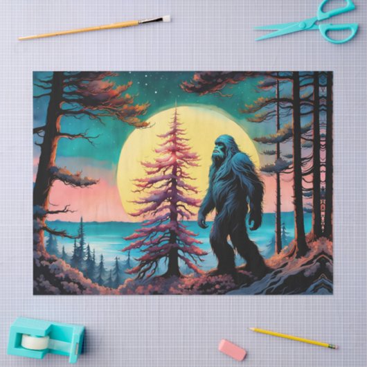 Gone Squatchin' Kleurrijke Sasquatch Landschap Tissuepapier (Craft)