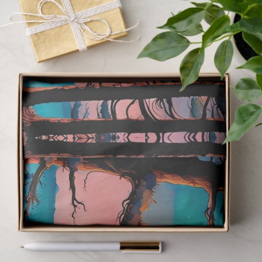 Gone Squatchin' Kleurrijke Sasquatch Landschap Tissuepapier (Geschenk)