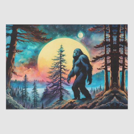 Gone Squatchin' Kleurrijke Sasquatch Landschap Tissuepapier (Voorkant)