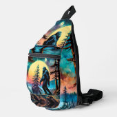 Gone Squatchin' Kleurrijke Sasquatch Landschap Toe Sling Bag (Rechterhoek)