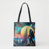 Gone Squatchin' Kleurrijke Sasquatch Landschap Tote Bag (Voorkant)