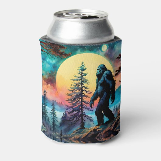 Gone Squatchin' Kleurrijke Sasquatch Moon Blikjeskoeler (Blikje Achterkant)