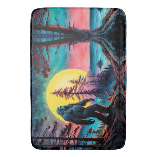 Gone Squatchin' Kleurrijke Sasquatch Nachtlandscha Badmat (Voorkant Verticaal)