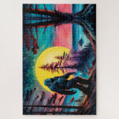 Gone Squatchin' Kleurrijke Sasquatch Nachtlandscha Legpuzzel (Verticaal)