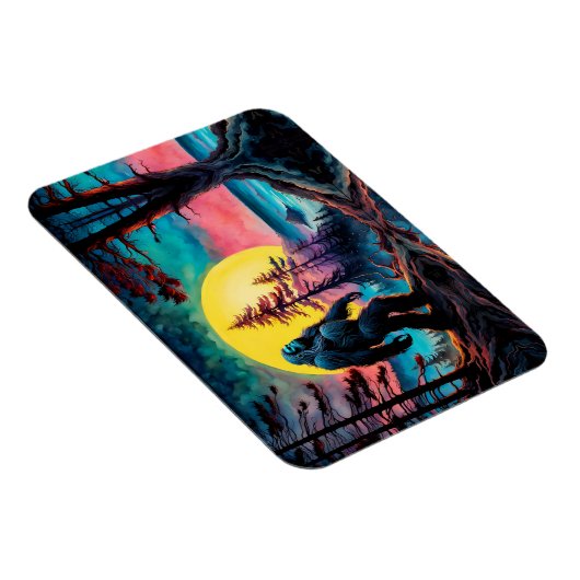 Gone Squatchin' Kleurrijke Sasquatch Nachtlandscha Magneet (Rechterzijde)