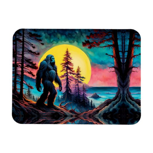 Gone Squatchin' Kleurrijke Sasquatch Nachtlandscha Magneet (Horizontaal)