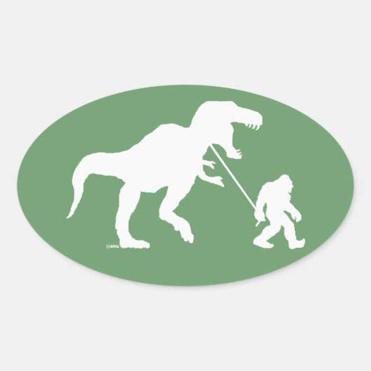 Gone Squatchin met T-rex Ovale Sticker (Voorkant)