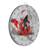 Gone Squatchin met zwart Bigfoot dartboard Dartbord (Voorkant Links)