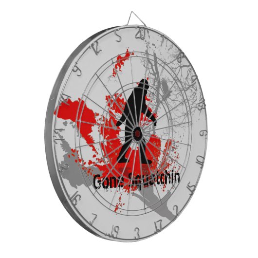Gone Squatchin met zwart Bigfoot dartboard Dartbord (Voorkant Links)