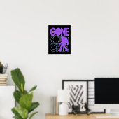 Gone Squatchin - paars en blauw Poster (Thuiskantoor)