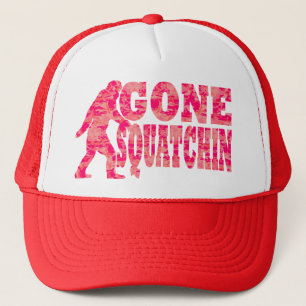 Gone squatchin red text slogan trucker pet
