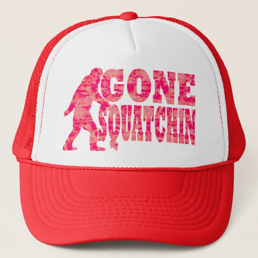 Gone squatchin red text slogan trucker pet (Voorkant)