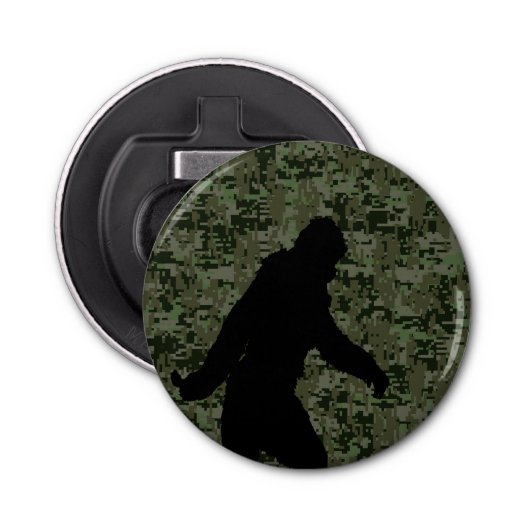 Gone Squatchin Silhouette op Digital Camouflage Button Flesopener (Voorkant)