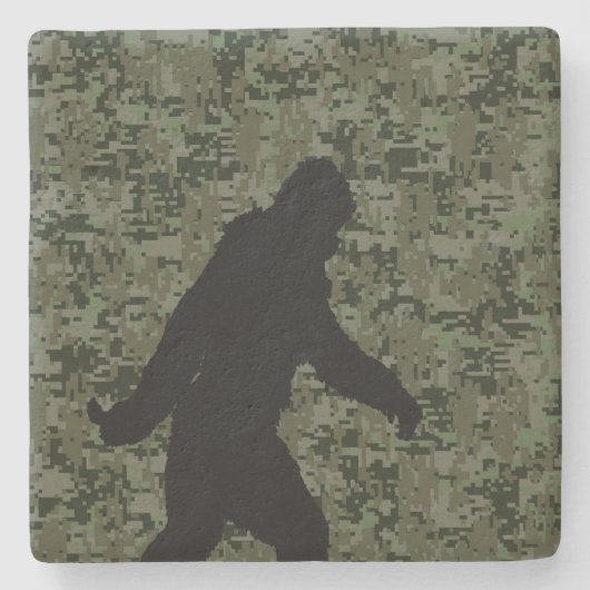 Gone Squatchin Silhouette op Digital Camouflage Stenen Onderzetter (Voorkant)
