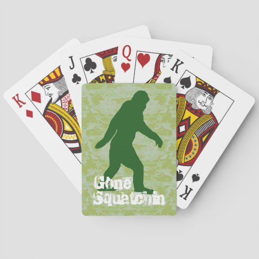 Gone Squatchin tekst op groene camouflage Speelkaarten (Achterkant)