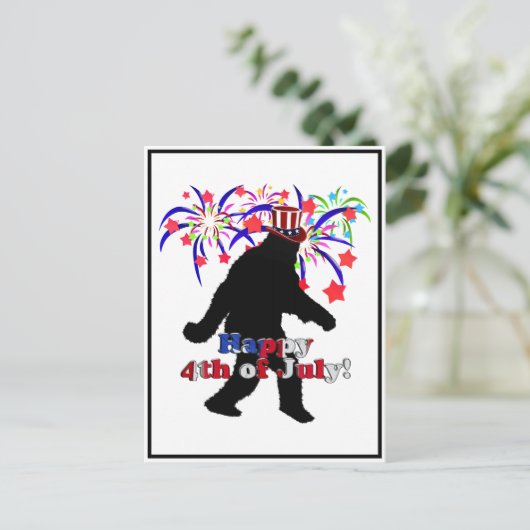 Gone Squatchin voor 4 juli (tekst en Fireworks) Briefkaart (Staand voorkant)