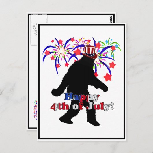 Gone Squatchin voor 4 juli (tekst en Fireworks) Briefkaart (Voorkant / Achterkant)